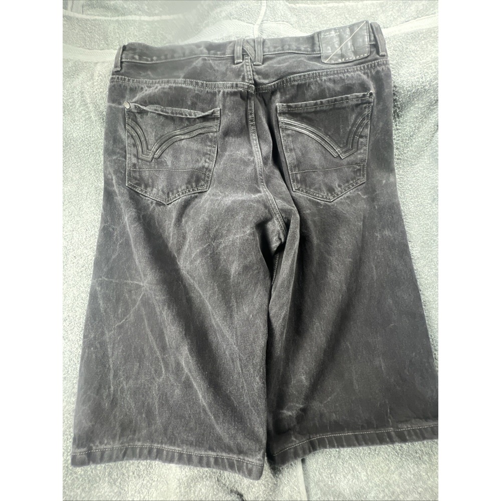 VINTAGE Sean John Shorts Mens 40 Black Baggy Skater Y2K Hip Hop Denim Jean